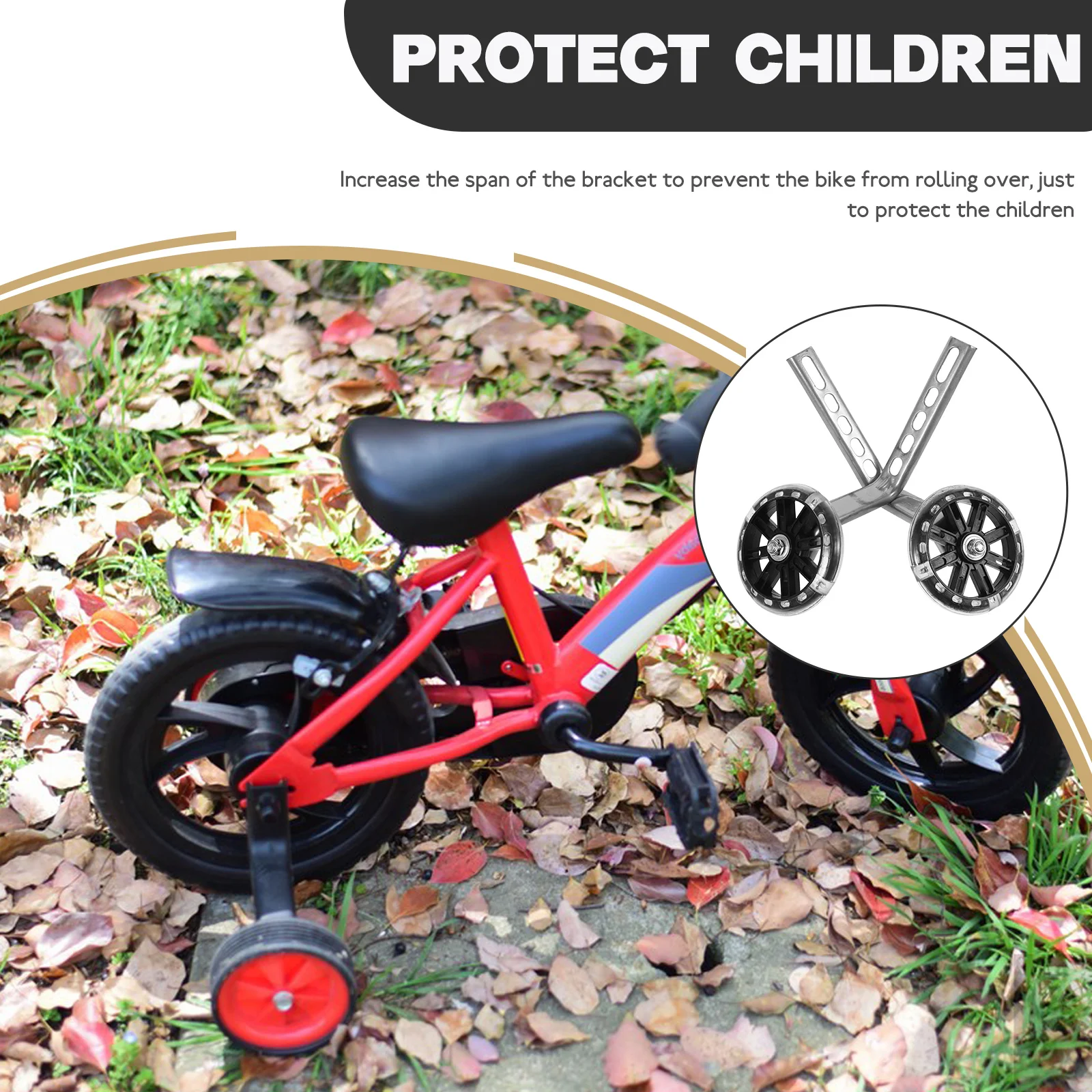 

1 Set Of Flashing Training Wheels For Kids Bike Led Light Up Stabilizers Wear-Resistant Noise-Free Auxiliary Wheels Bicycle