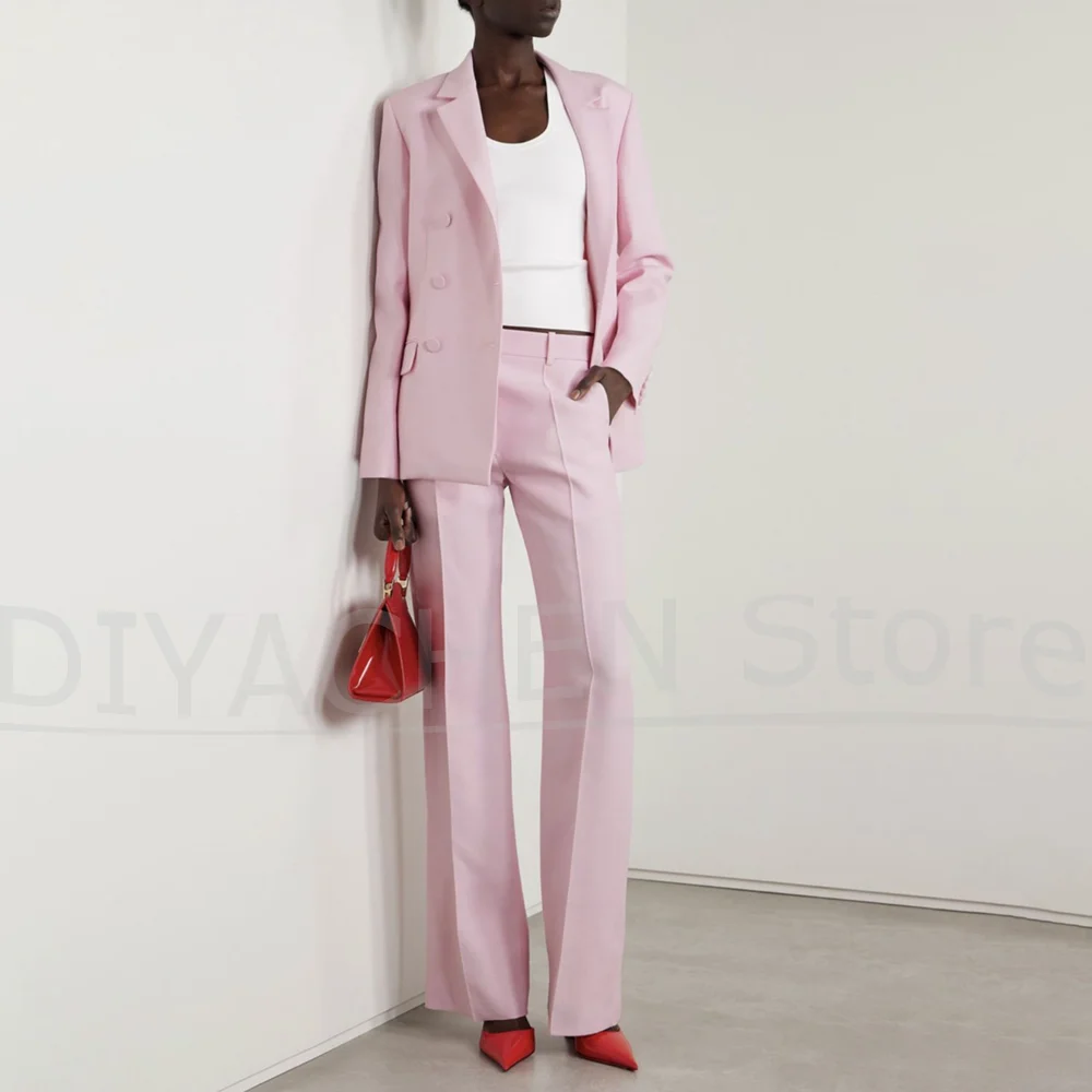 Eleganckie damskie garnitury formalne z klapami w szpic, dwurzędowe, odzież damska codzienna, moda biurowa, zestawy spodni (marynarka + spodnie)
