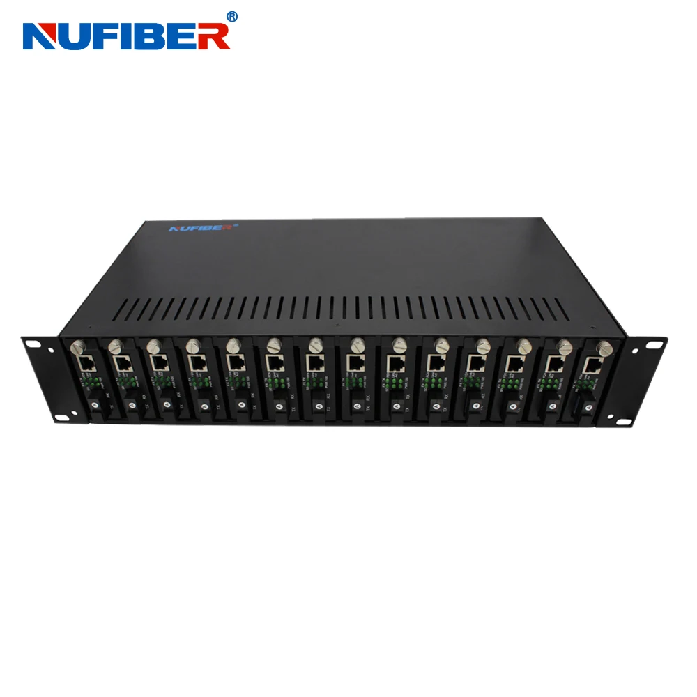 14-Slot 2U 19'' Media Converter Chassis 10/100/1000M Standalone IP 10/100M 10/100/1000M Rack Mount Media Converter Chassis