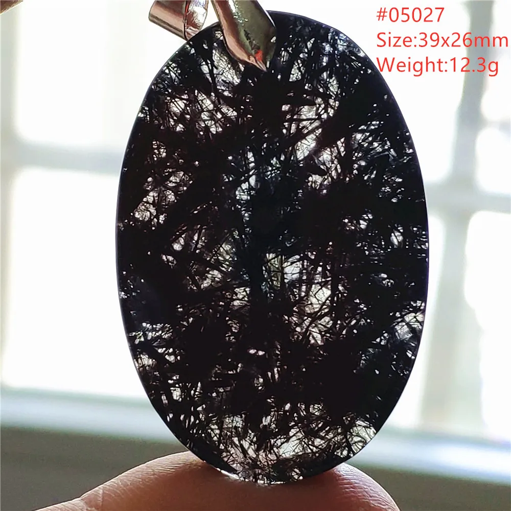 Natural Black Rutilated Quartz Pendant Rutilated Necklace Brazil Rectangle Water Drop Bead Women Men Jewelry AAAAA view 5
