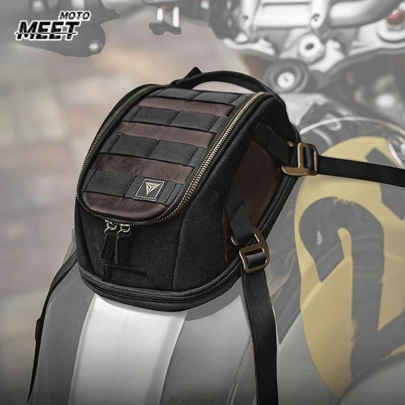 Motowolf Waterproof Magnetic Motorcycle Tank Bag Vintage Expandable Large Capacity Motorbike Fuel Tank Pack for Long Travel
