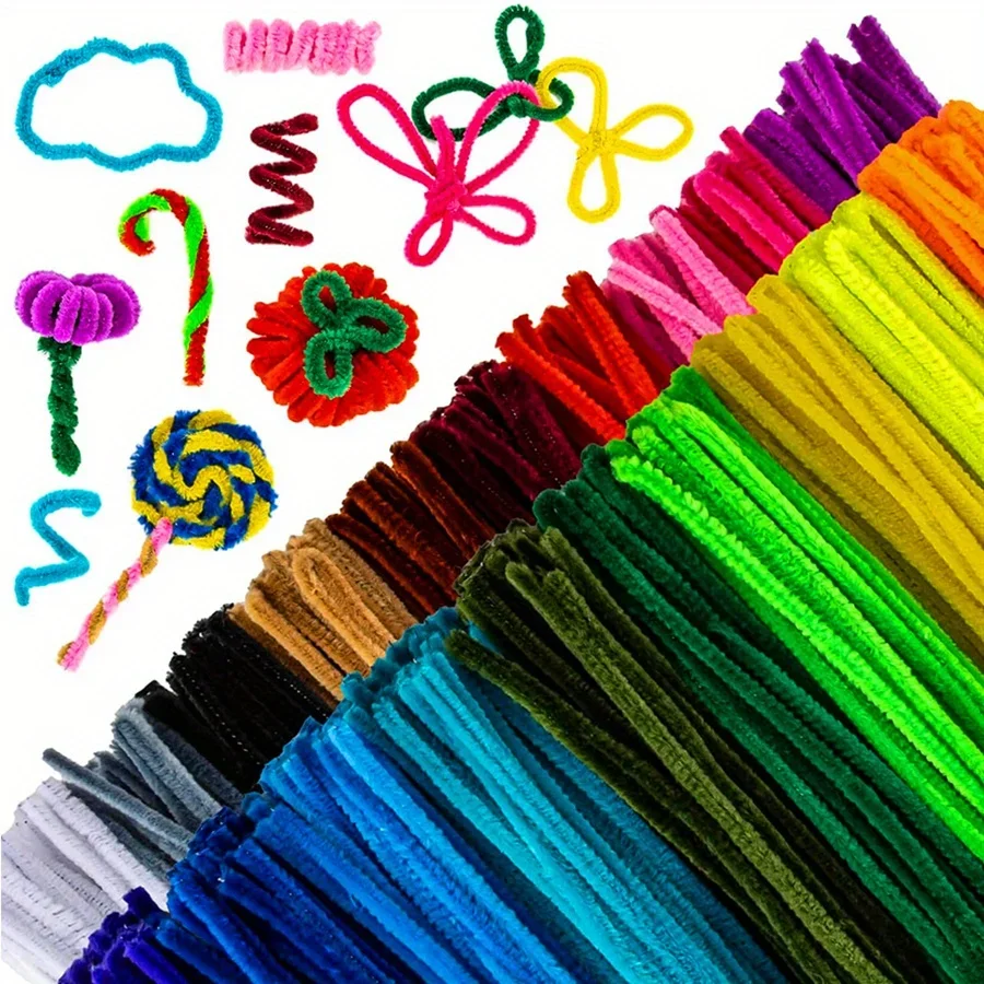 100/200/400 Stück bunte, weiche, flexible Stoff-Pfeifenreiniger – Mehrzweck-DIY-Bastelbedarf für kreativen Spaß und handgefertigte JXB