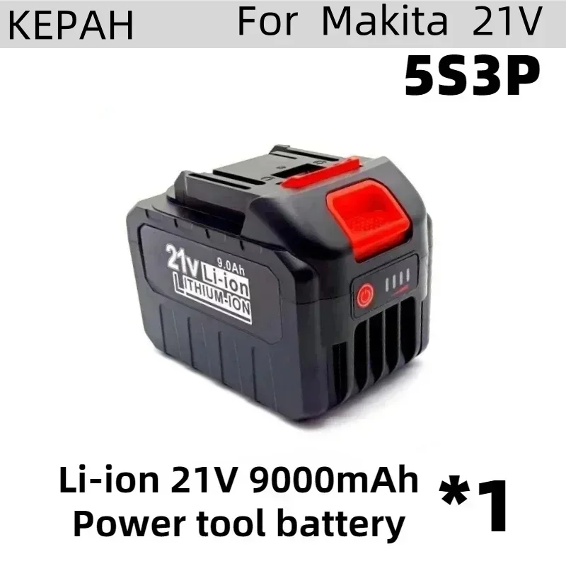 Rechargeable For Makita battery, 5s3p 21V 9Ah 18650 high-power lithium battery, electric screwdriver, drill battery and charger