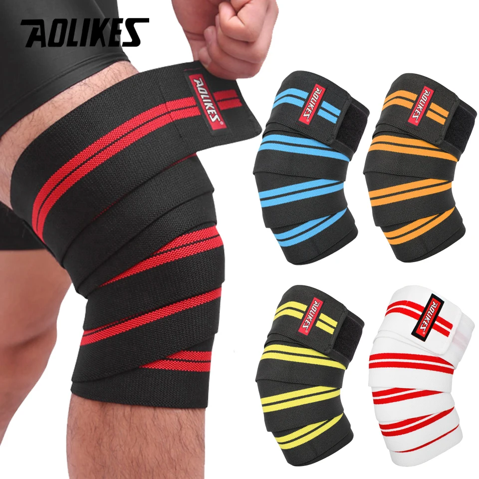 AOLIKES 1PCS Elastic Bandage Compression Knee Support Braces Knee Wraps Squats Training Equipment Joint Protect Support