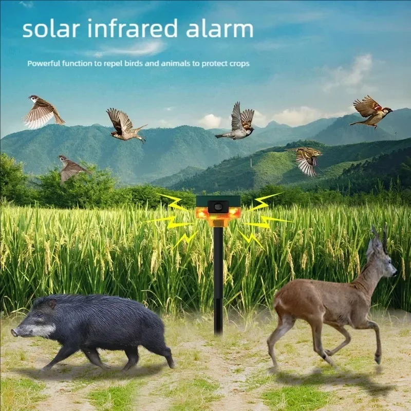 

Водонепроницаемый уличный солнечный инфракрасный датчик движения, детектор сигнализации, отпугиватель животных, охранная сигнализация с лая собаки, звук пистолета