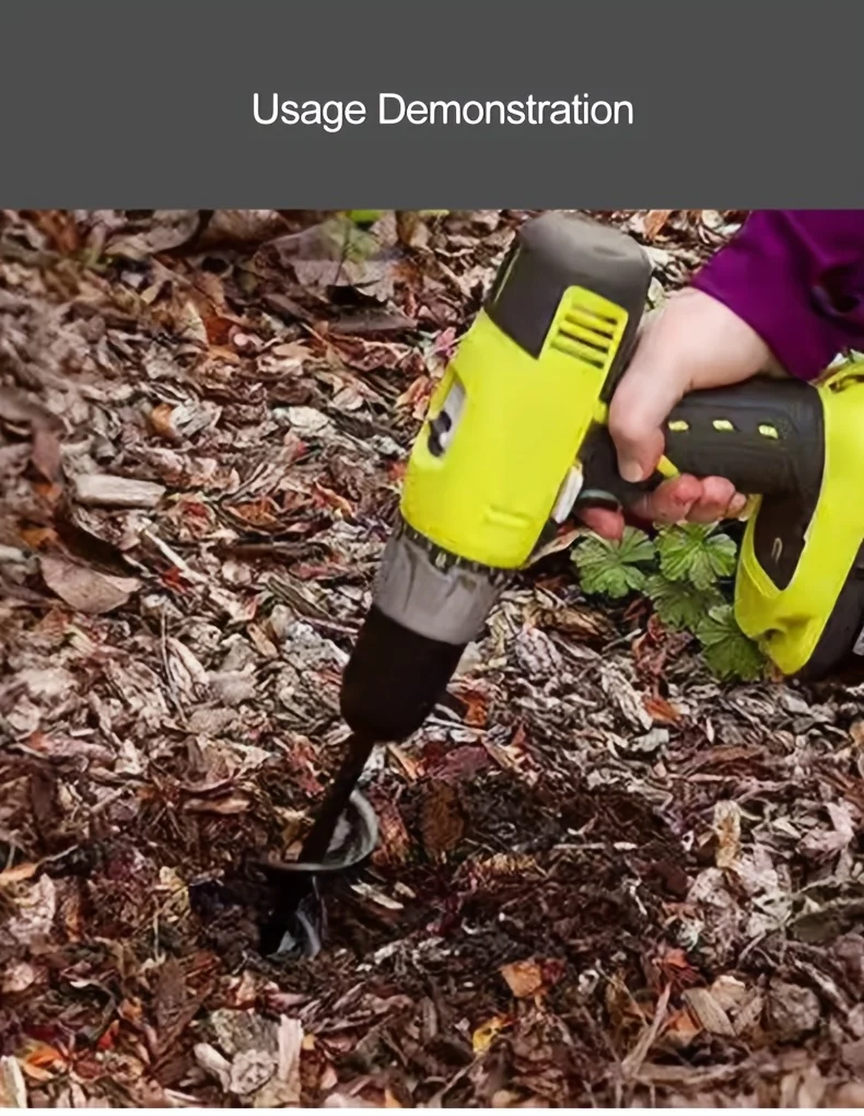 Garden Auger Spiral Drill Bit, Soil Digging Tool for Planting Flowers Vegetables Seedlings, Post Hole Digger for Greenhouse