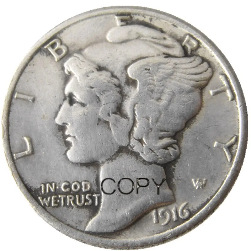 US 1916 P/S/D Mercury Silver Plated Copy Coin