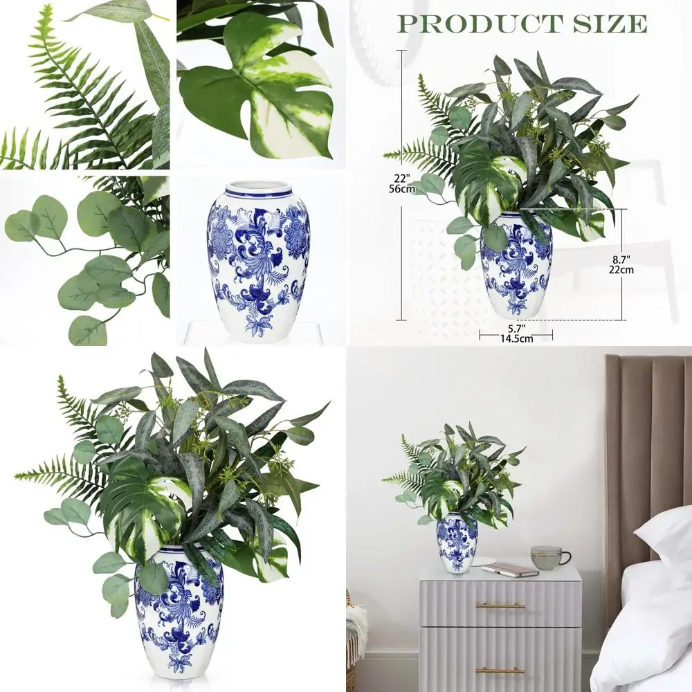 

Керамическая ваза в деревенском стиле с искусственной зеленью для декора дома и фермерского интерьера