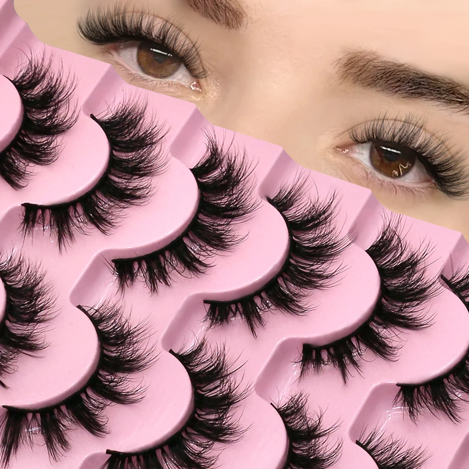 GROINNEYA 3D Faux Mink Lashes, weiche, volle, dicke Wimpern, flauschige Katzenwimpern, zarte falsche Wimpern, lockige Wimpern, Wimpern im Großhandel