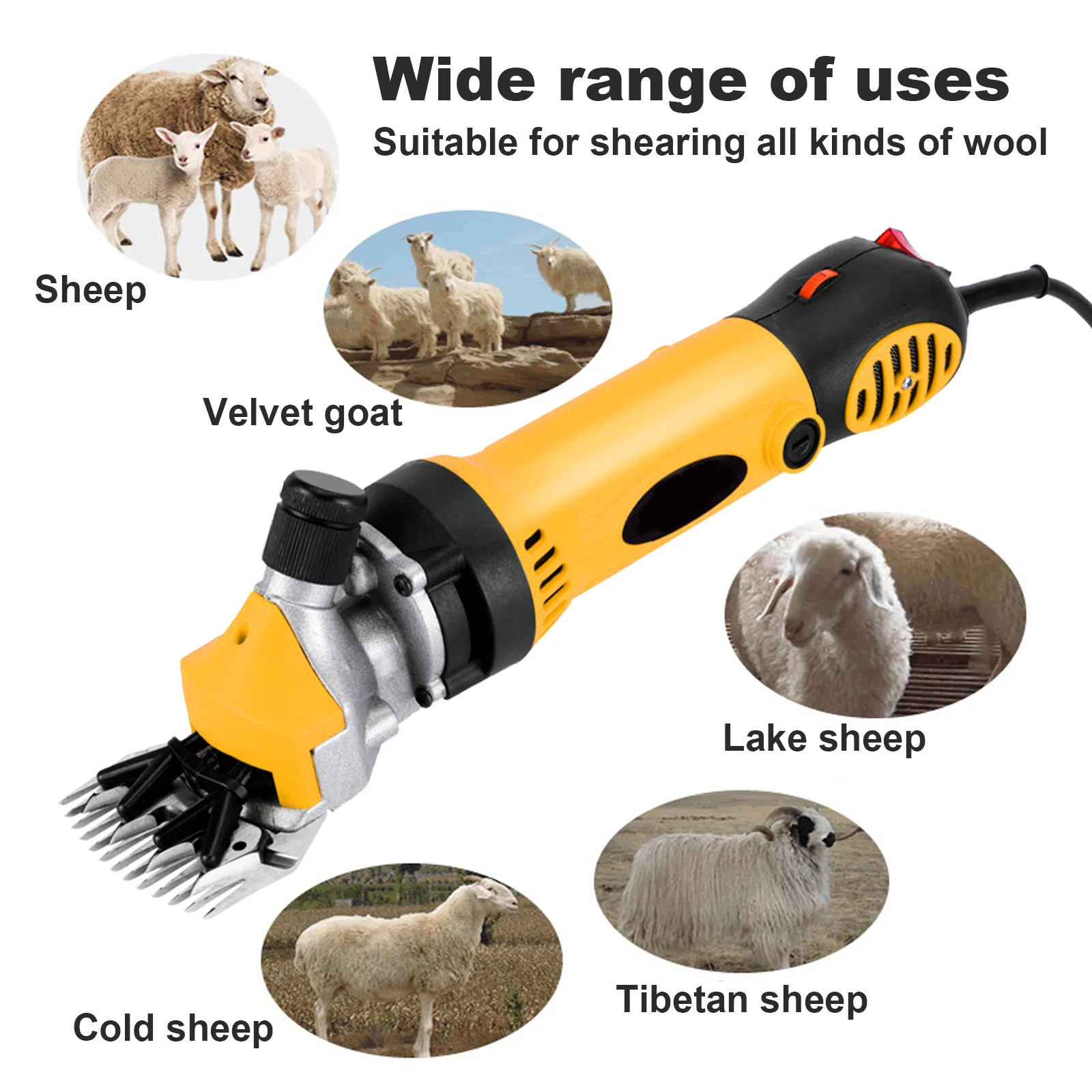 Electric Sheep Shears 6 Speeds Hair Clipper 900W Wool Scissor 13 Teeth Trimmer Tool Farm Shearing Machine for Sheep Goat Alpacas