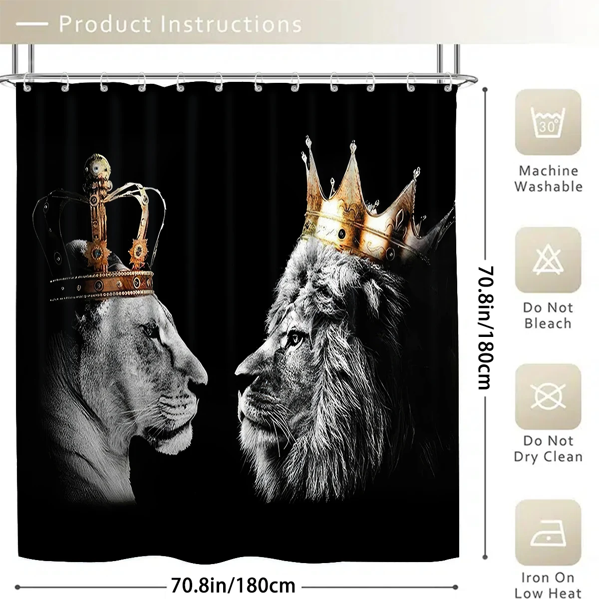 1/4 Piece Shower Curtain Set, Waterproof Bathroom Partition Curtain with Hooks, Anti-Slip Bath Rug, U Shape Mat, Toilet Seat Cov