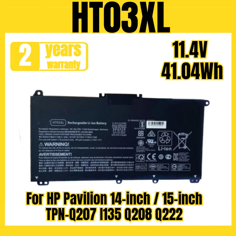 

HT03XL laptop battery for HP Pavilion 14-inch / 15-inch TPN-Q207 I135 Q208 Q222 battery, new large capacity 11.4V 41.04Wh