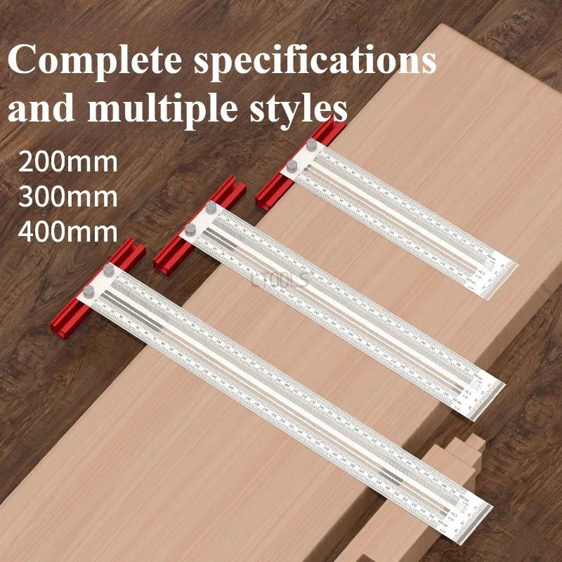 Universal Stainless Steel Hole-Marking T-Square Adjustable 90° Square with Hole Template for Woodworking Construction Tools