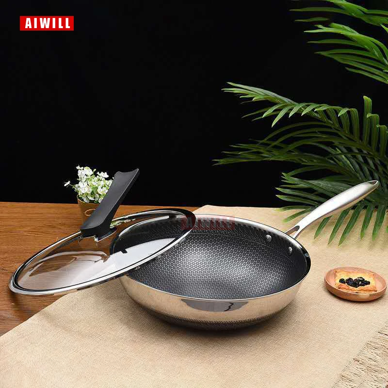 AIWILL 304 Stainless Steel Wok Lid Applicable 32cm/34cm Wok pan cover