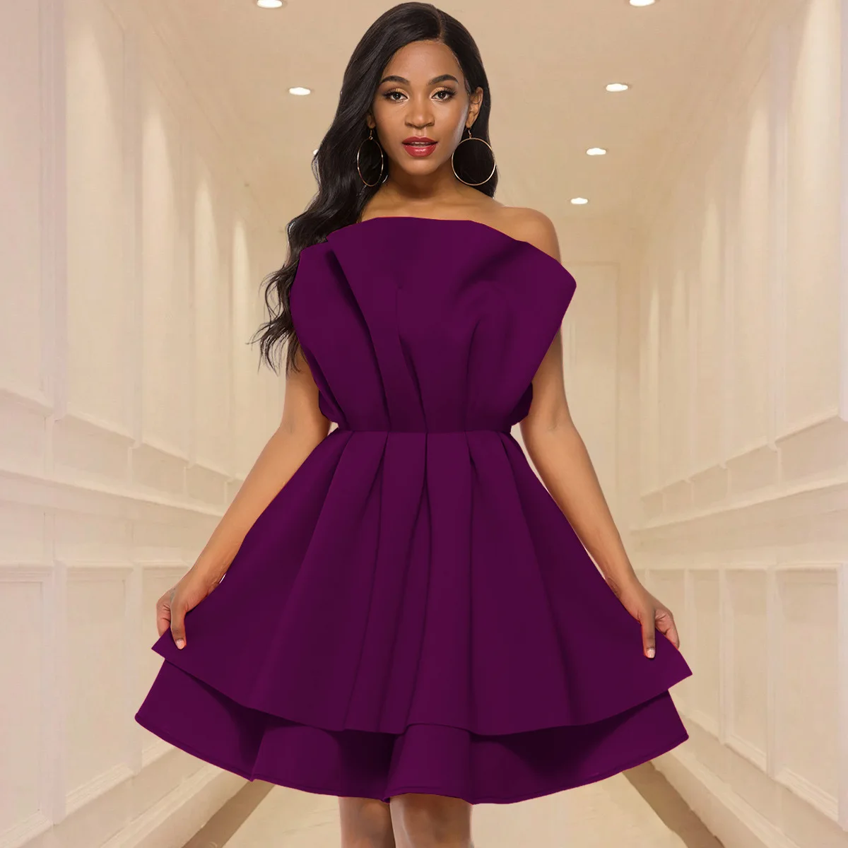 

Sexy Strapless Dress with Ruffles A-line Evening Gown Elegant Waist-cinching Party Dress 2025 Summer Dress Robe Vestido Women