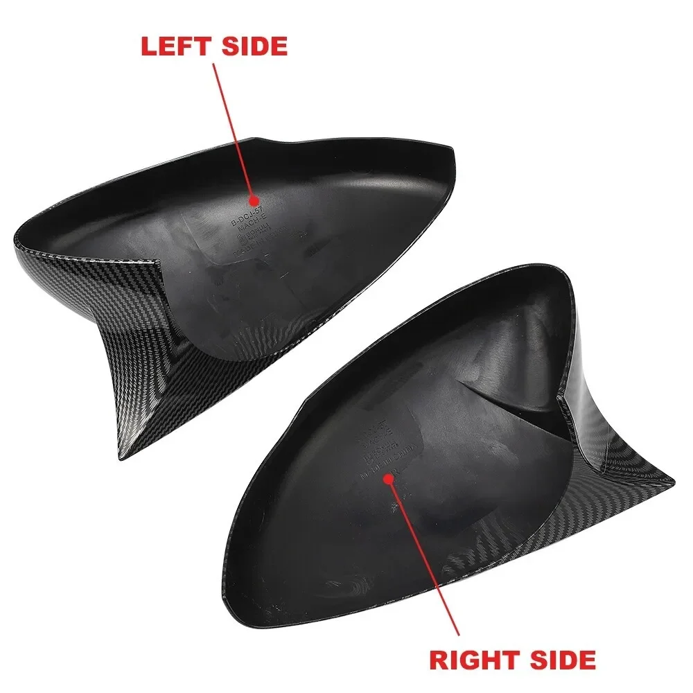 2Pcs Glossy Carbon Fiber Side Door Rear View Mirror Rearview Mirror Trim Cover Case Shell For Ford Mustang Mach-E 2021-2024