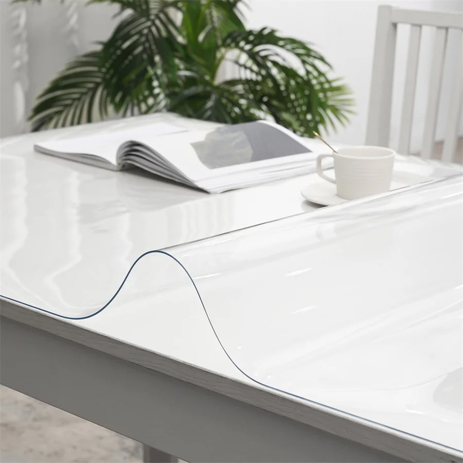 PVC Transparent Tablecloth with a Thickness, Heat-Resistant, Waterproof, and Oil Resistant Dining Table Mat, 1pc