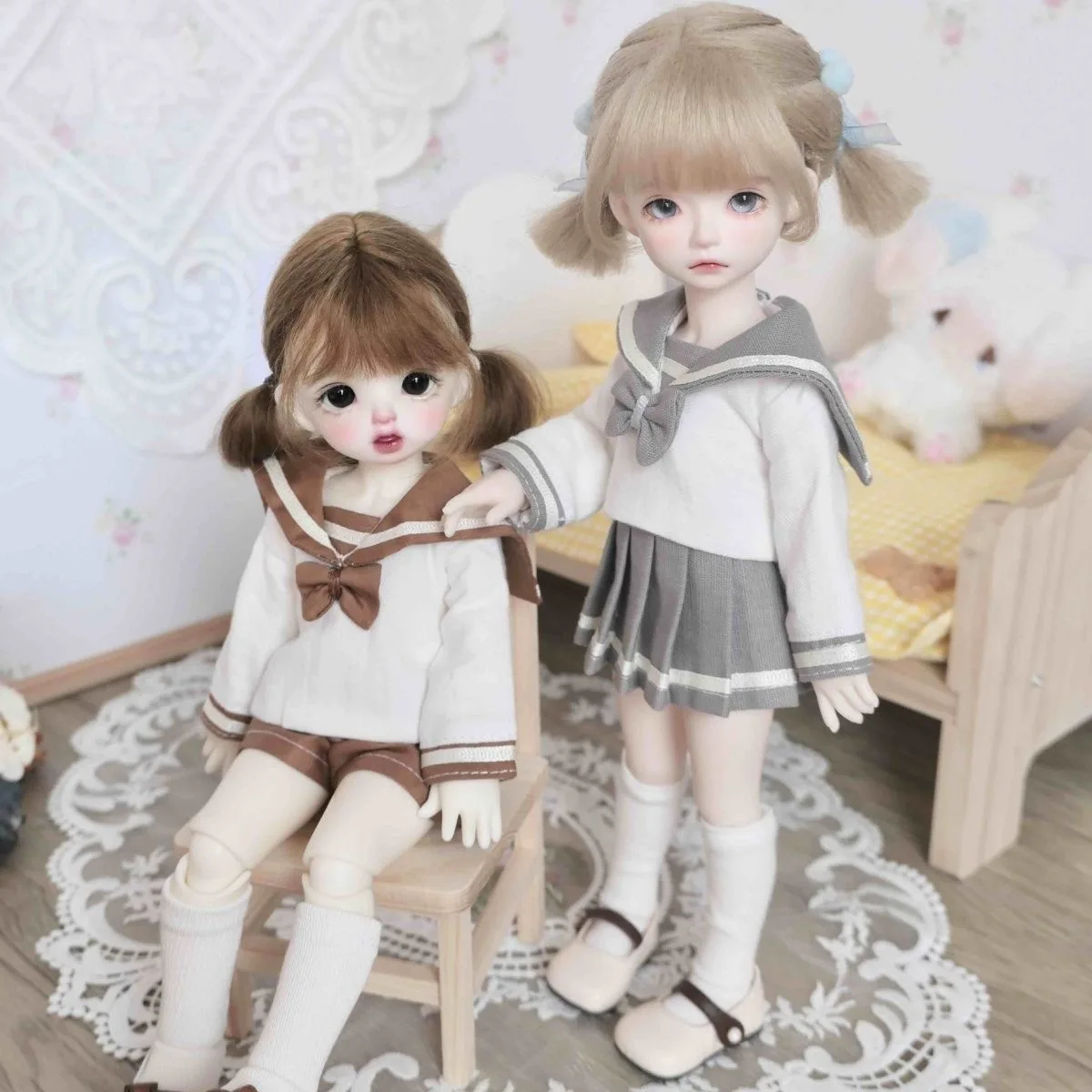 Lovely 1/4 1/6 BJD Doll Clothes, New Style Bear Girl Sailor Costume 3-Piece Set Free Shipping