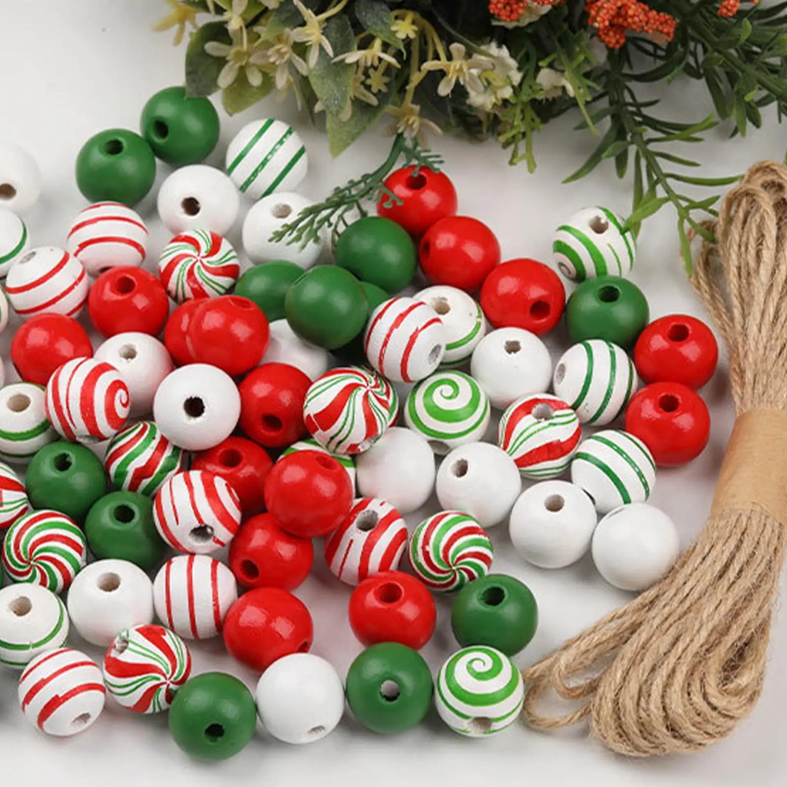 حبات عيد الميلاد للحرف اليدوية الخشبية مجوهرات عيد الميلاد قلادة صنع عدة الديكور زخرفة احتفالية للأنشطة النساء الفتيات #2