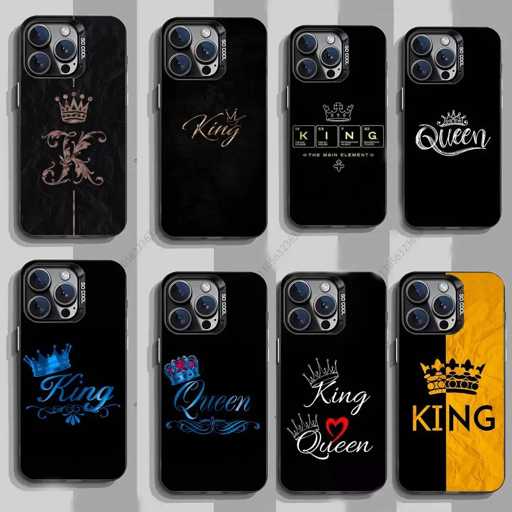 

KING Queen Crown Letter Phone Case for iPhone 15 16 Pro Max Air SE 11 13 Pro 14 Plus 12 11Pro 15Pro Max 16e Cover