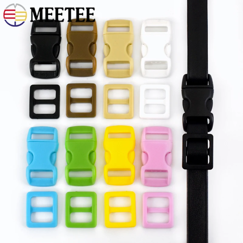 

10~50Pcs 10mm Colorful Plastic Quick Release Buckles for Backpack Straps Tri-glide Slider Ring Clasp DIY Bags Sewing Accessories