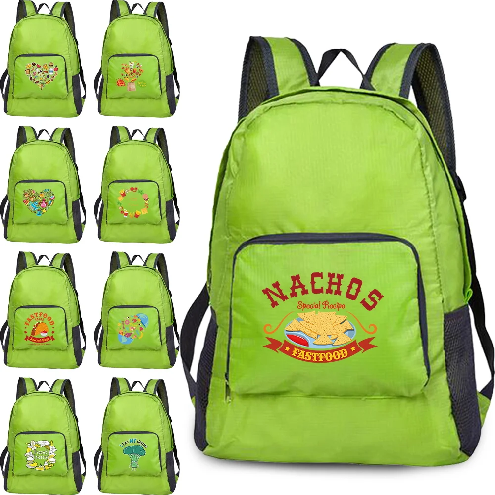 

Foldable Backpack Large Capacity Outdoor Gear for Active Adventures Folding Lightweight Mountaineering Bag Food Printing Series