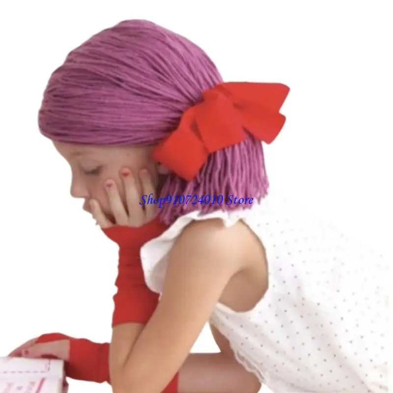 

77HD Children's Hat Handwoven Middle Part Braid Hairpiece Photoshoots Props
