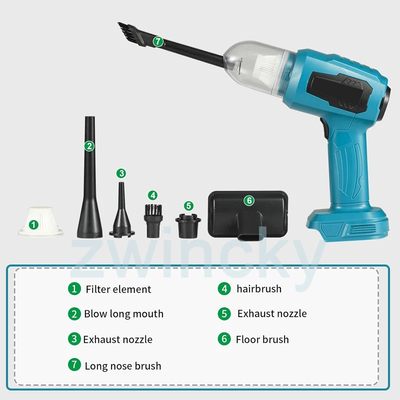 Portable Rechargeable Handheld Vacuum Cleaner For Cars Multi-functional Dust Removal Device Compatible for 21V Makita