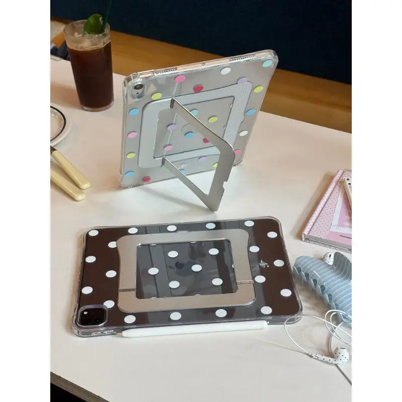 INS Simple Polka Dots Clear Stand Case For IPad Pro11 10.9 10.5 Air 5th 4th 3rd Gen IPad 9th 8th 7th Gen Shockproof Tablet Cover