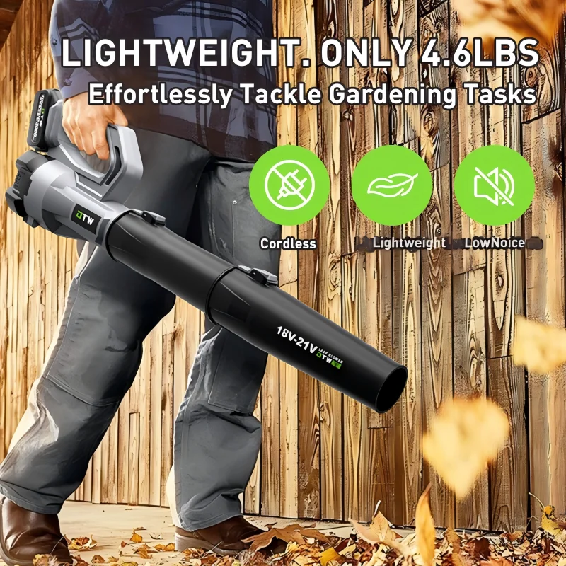 Cordless Leaf Blower 2 Batteries 21V Electric Handheld for Patio Deck Garage Yard Driveway Lawn Garden Porch Daily Cleaning