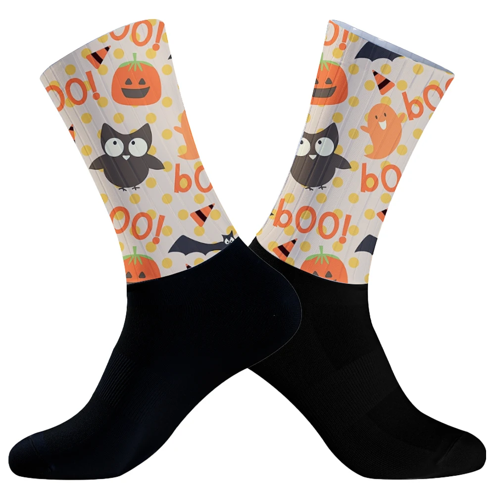 Chaussettes de compression hauteur genou pour homme, chaussettes de cyclisme, vélo de route, course à pied, infirmière, Halloween