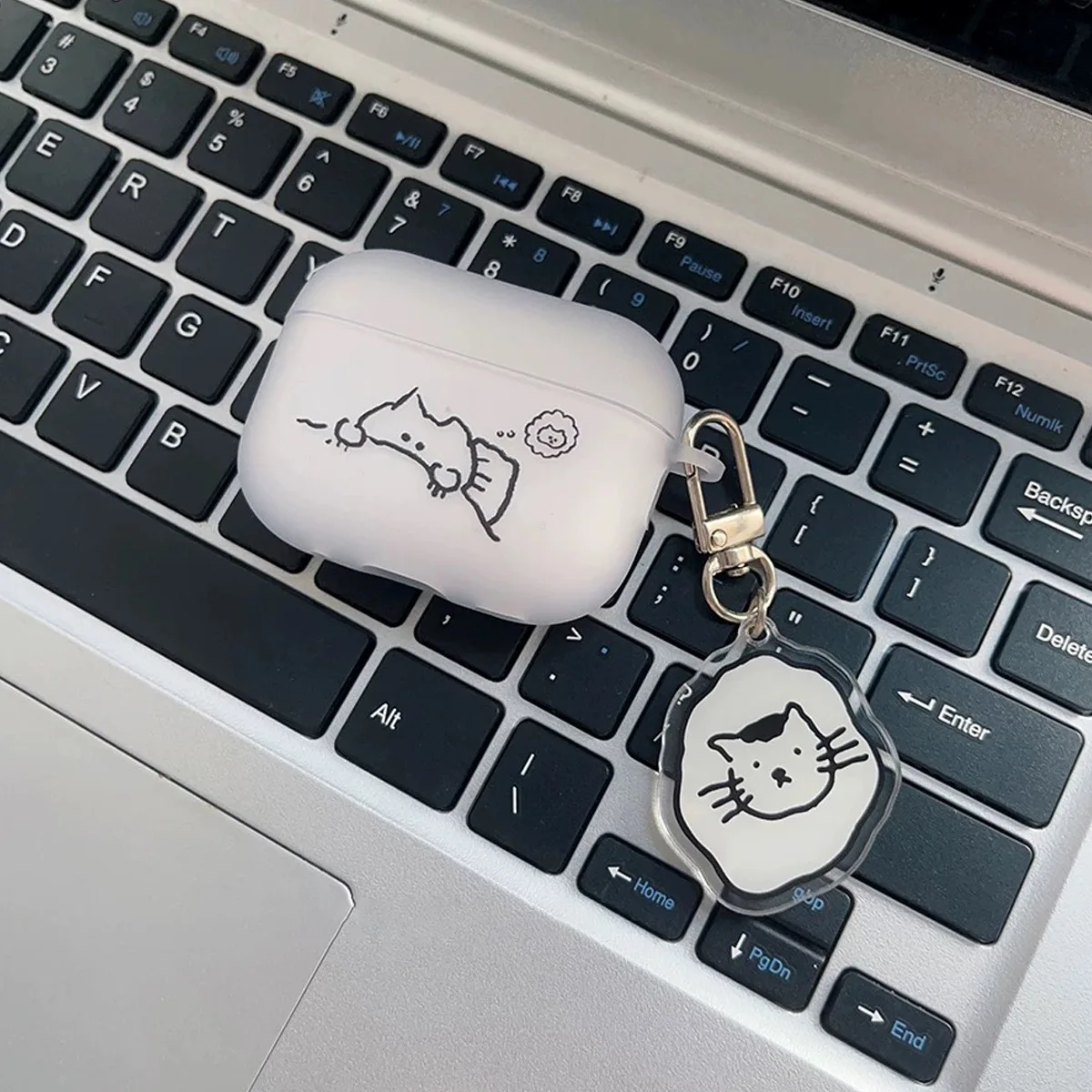 Чехол для наушников с милым линией и котом, подвеска в минималистском стиле для Apple Airpods pro2 3 2 4, защитный чехол для гарнитуры