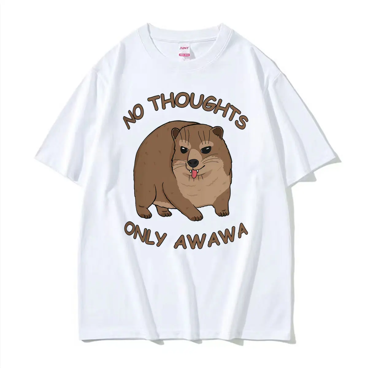 Hyrax No Thoughts Only Awawa Funny Meme T Shirts Men Women Fashion Kawaii Cute Humor T-shirt Cotton Casual Short Sleeve T-shirts
