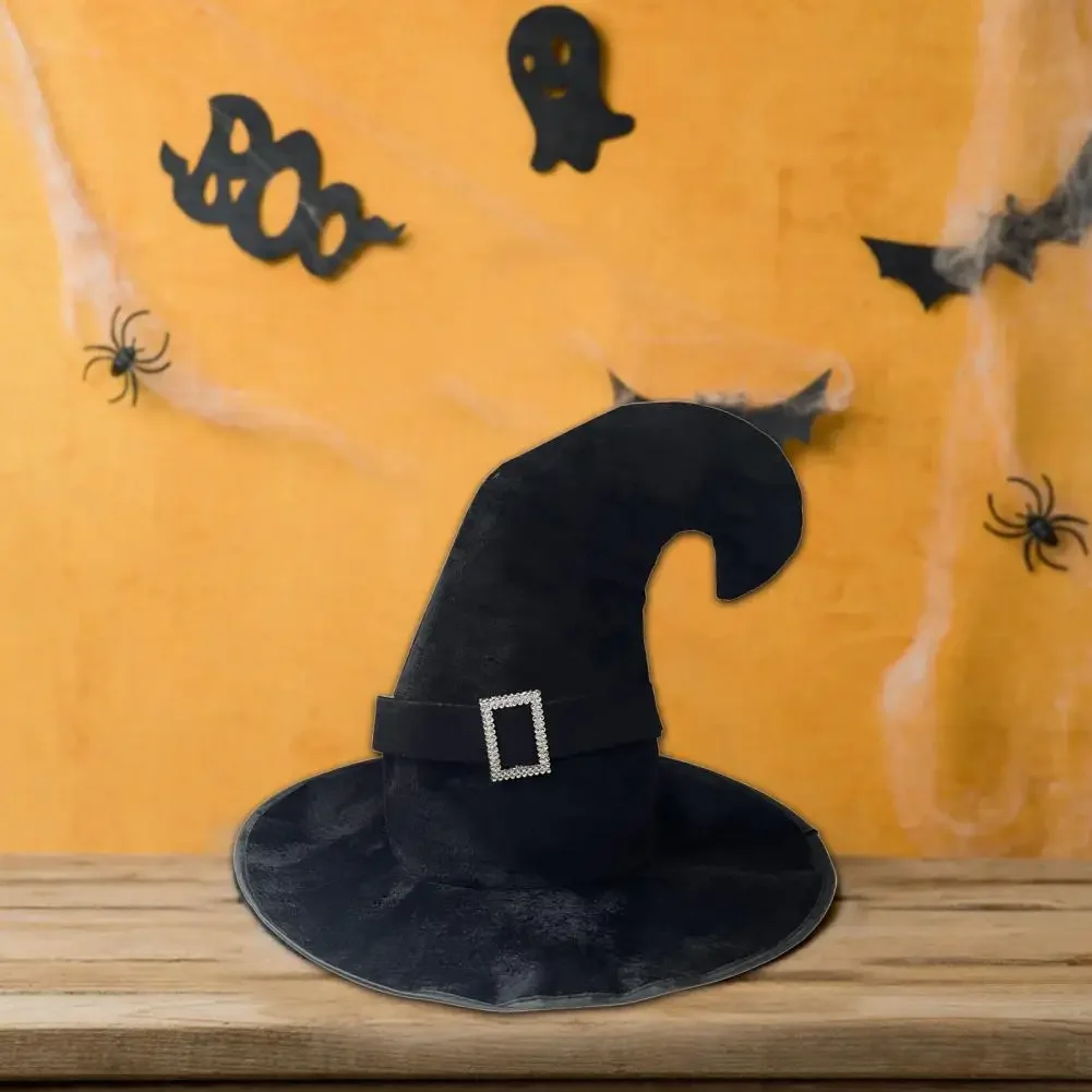 لحلي الهالوين التأثيرية، قبعة ساحرة خفيفة الوزن، إكسسوار أزياء الهالوين، تصميم أزرار غامضة، قبعة ساحرة مخملية