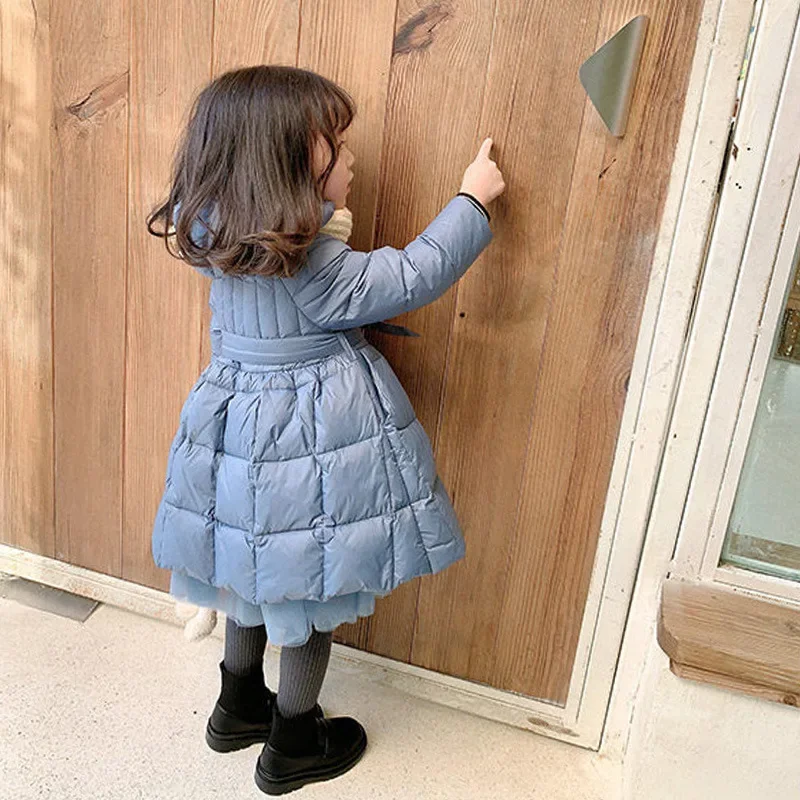 

Kids Parkas 2024 Winter New Girl Down and Cotton Jacket with Western Style Thickening Baby Girl Korean Long Winter Coat
