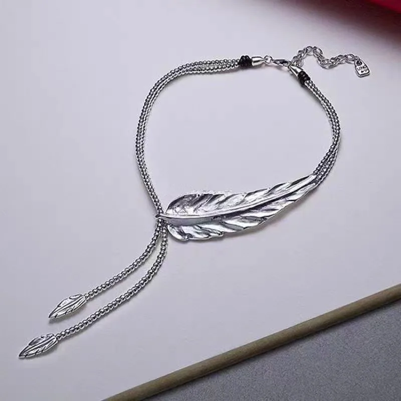 Spain UNOde50 leaf cowhide necklace feather modeling niche personality design cross-border e-commerce jewelry