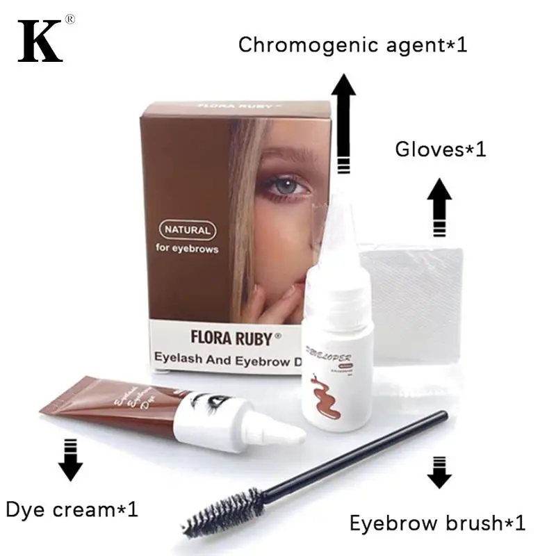 Professional Series Henna Eyelash Eyebrow Dye Tint Gel Eyelash Brown Black Color Tint Cream Kit, 15-minute Fast Tint Easy Dye