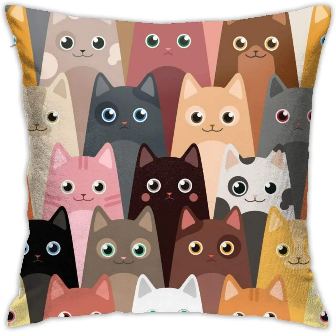 Colorful Cartoon Cute Cats Throw Pillow Covers Decorative 18x18 Pillowcase Square Soft Pillow Case Home Sofa Bedroom Livingroom