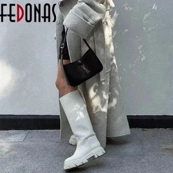 FEDONAS 2025 Brand Ins Genuine Leather Boots Women Knee High Boots Design Platform Riding Boots Thick Heel Autumn Winter Boots