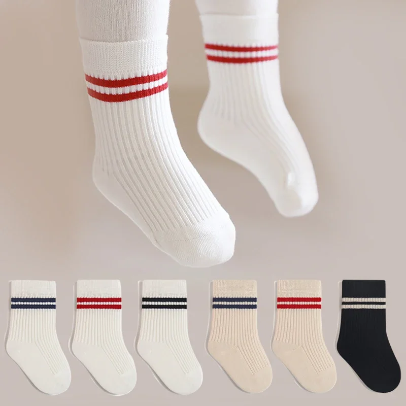 

Spring Mid Tube Baby Socks Sport Soft Children Kids Socks Breathable Kids Boys Girl Socks Strip Mid Tube Socks