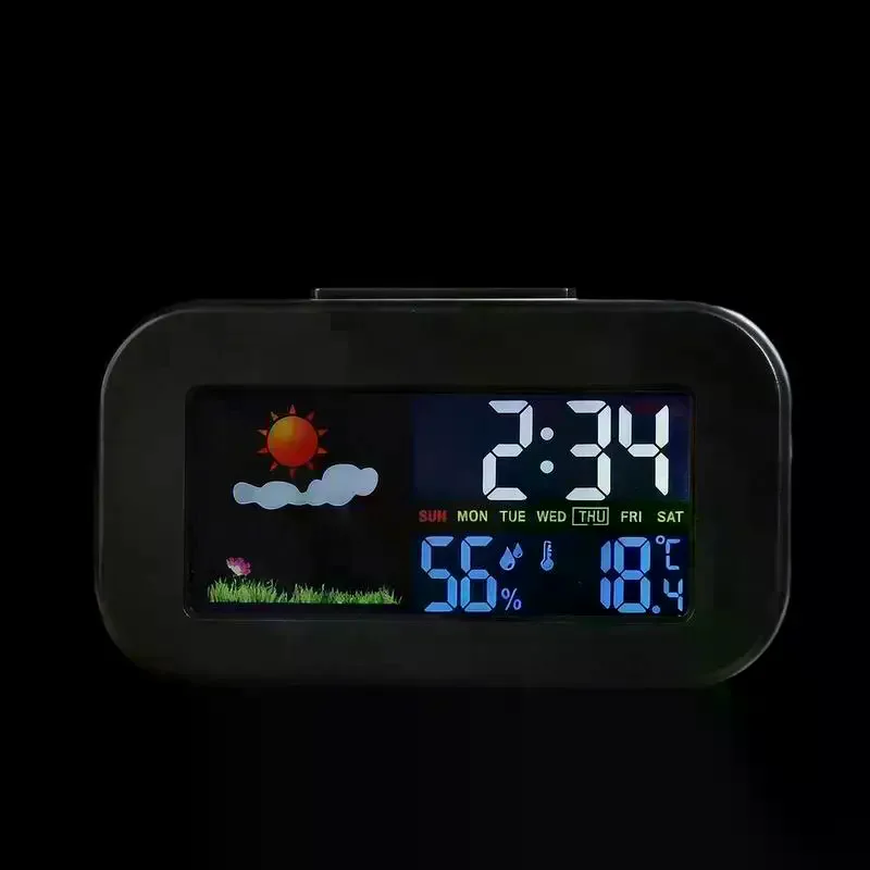 Intelligent Weather Station Clock Color Display Temp Humidity Monitor Backlit Kids Teens Bedroom Dorm Desk Accessories Kit