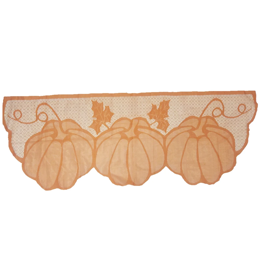 

Pumpkin Lace Tablecloth Fireplace Cover Thanksgiving Table Runner Placemat Orange 152X50.8Cm Stain Resistant Large