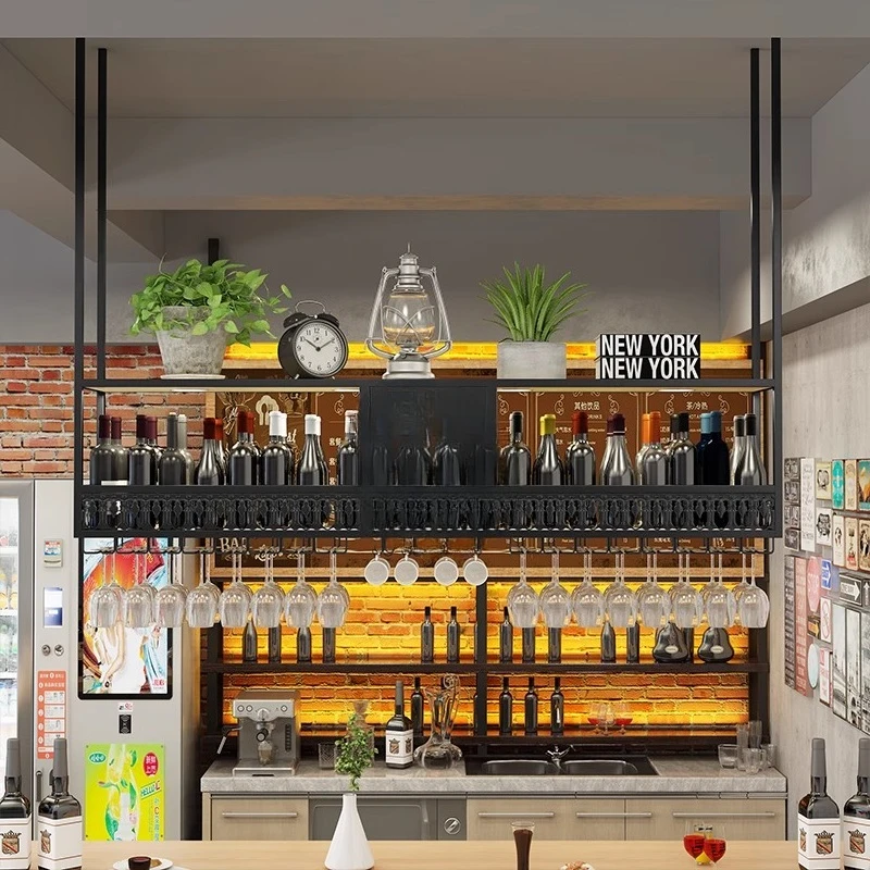 

Bar hanger, goblet upside down rack, wine glass rack, wrought iron hanging wine rack, restaurant hanging wine cabinet,