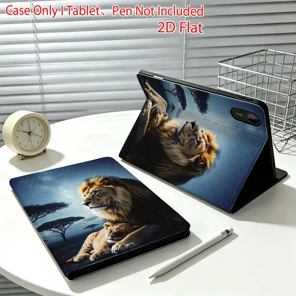 Lion Creative Patterns For Xiaomi Poco Redmi Pad 8 2 4 C1 6 6S 7 7S SE 9.7 14 11 11.2 Inch Pen Tray Tablet Case Fashion