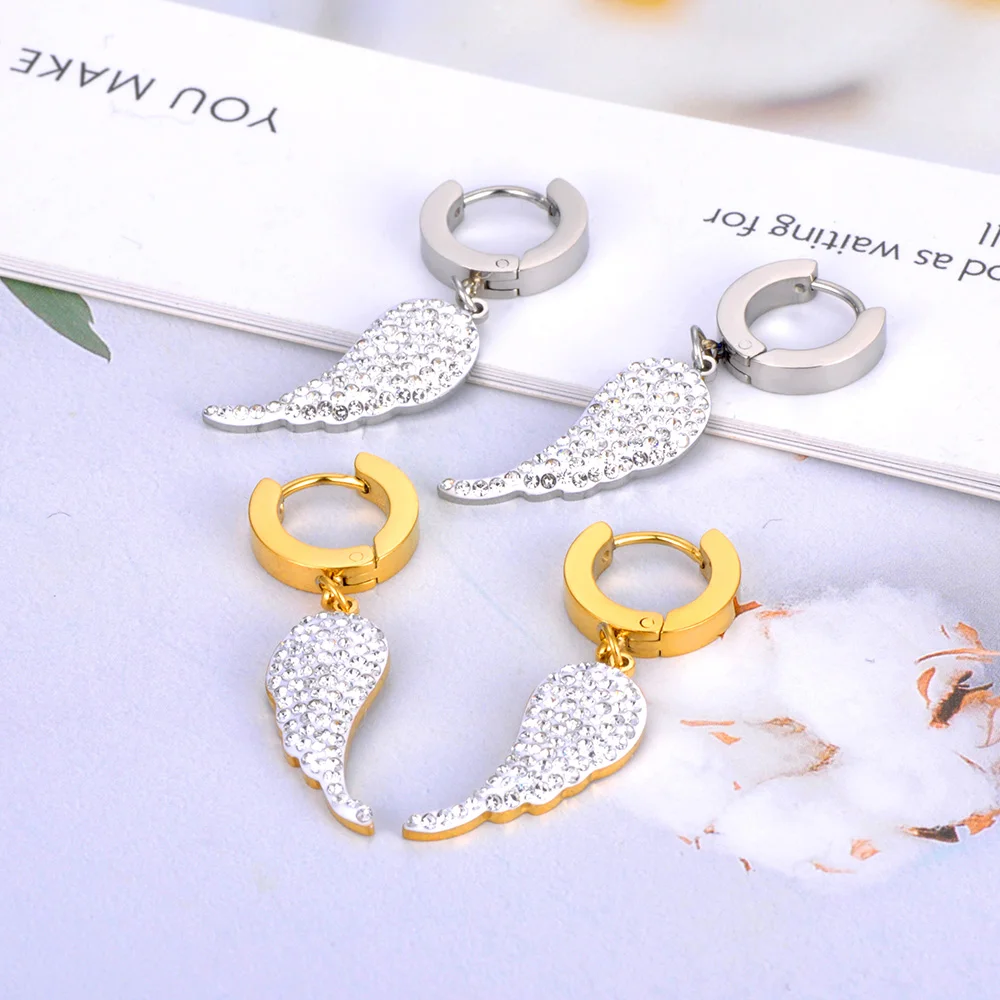 JeeMango Hochwertige Edelstahl-Ohrringe in Goldfarbe für Damen, luxuriöse glänzende CZ-Zirkon-Ohrringe, Hochzeitsschmuck E26086 – Detail 13