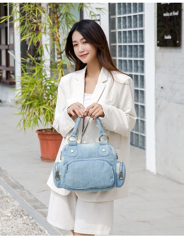 Vintage Women handbag Quality Denim Female Shoulder Bag New Luxury Design lady Totes Casual Cowboy ladies messenger Bag blue