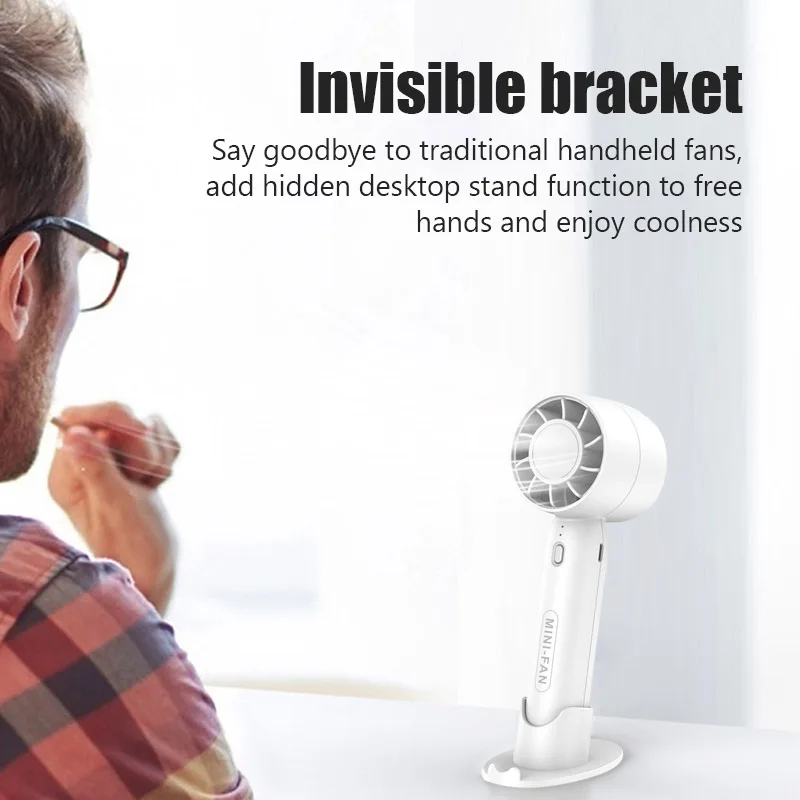 Mini Handheld Fan USB Charging Portable High Wind Speed Bladeless Turbine Handheld Fan Cooling Fan Cool Ambient Light