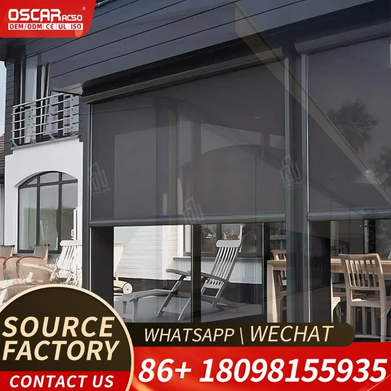 Upgrade Outdoor Living with Motorized Zip Track Roller Shade for Deck Porch Balcony Use Rolling Blind