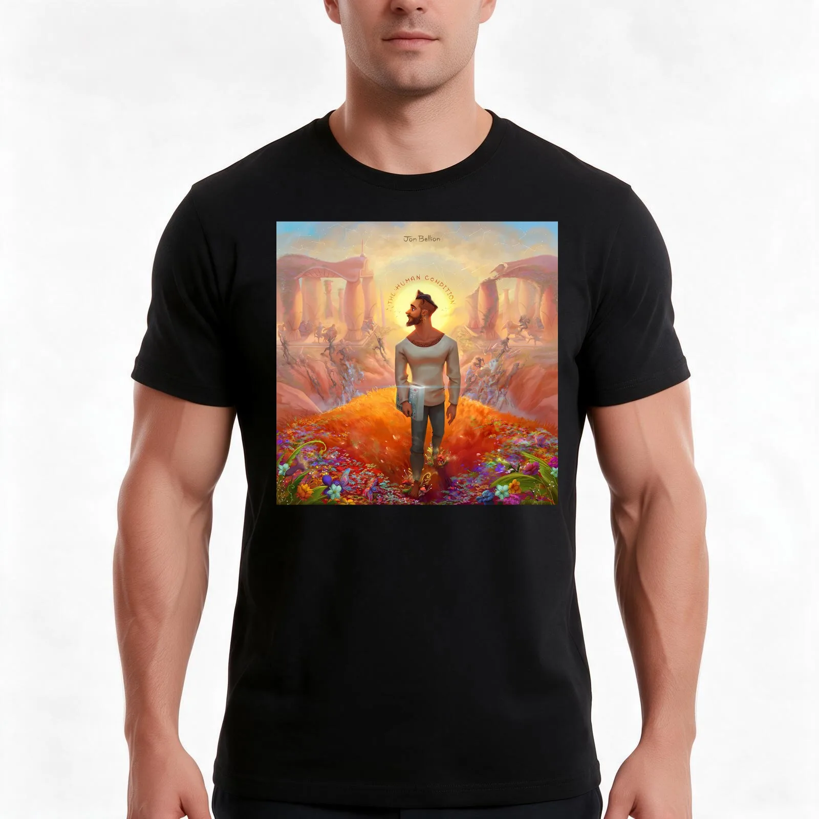 JON BELLION THE HUMAN CONDITION EMANG T-Shirt, Summer Casual Cotton Tee, Oversized Streetwear Tops, Vintage Graphic Print