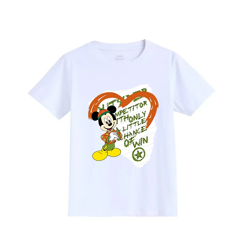 

Disney Teen T-shirt Kids Street Cartoon Playful Mickey Outdoor Comfortable Casual crew neck T-shirt Boys Girls short